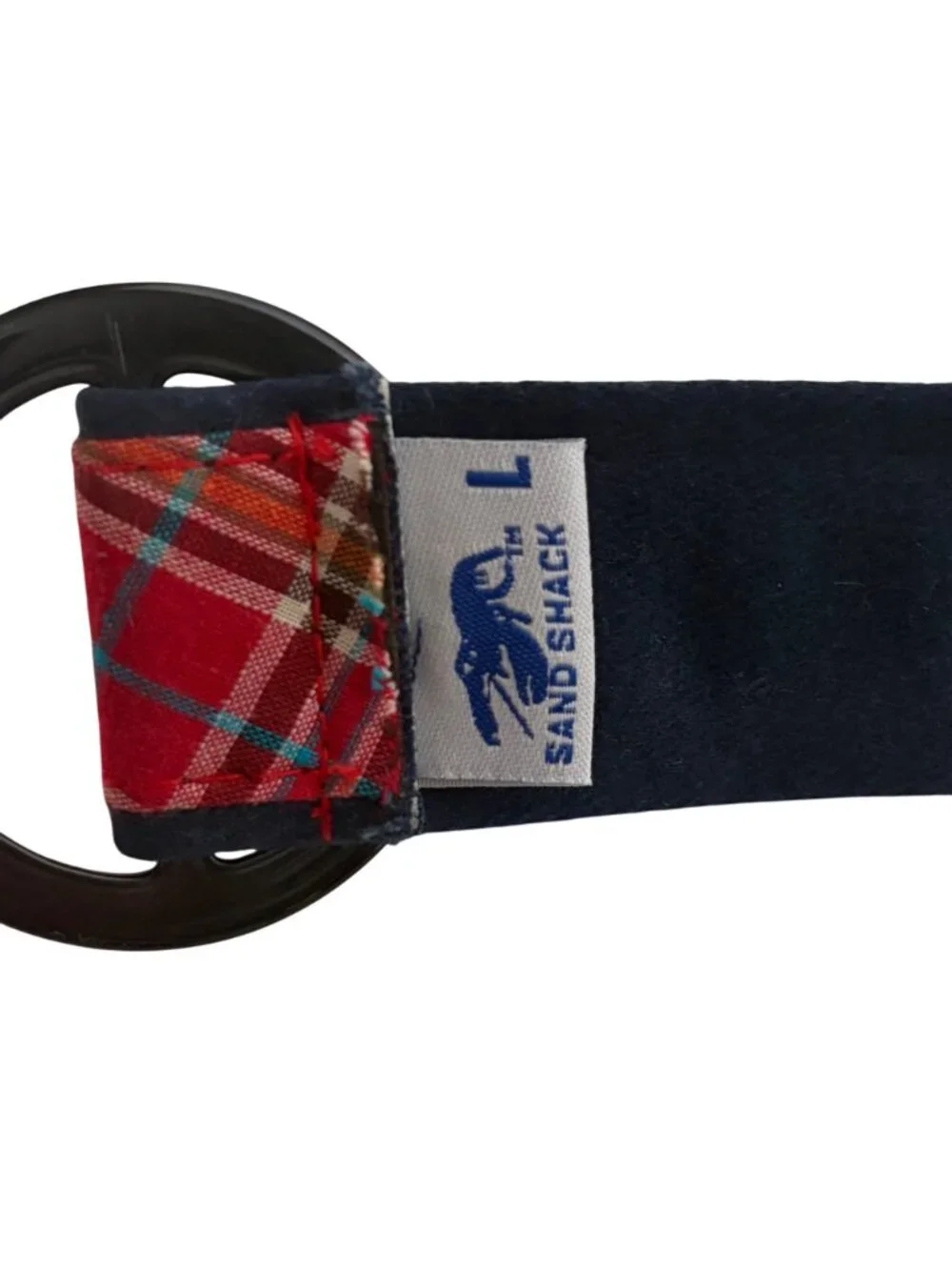 Sand Shack Red Navy Plaid Belt Womens Large Preppy New England Old Money Classic